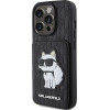 Karl Lagerfeld Saffiano Cardslots and Stand Monogram Choupette Case for iPhone 15 Pro - Black - (KF001796-0)