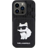 Karl Lagerfeld Saffiano Cardslots and Stand Monogram Choupette Case for iPhone 15 Pro Max - Black - (KF001797-0)