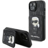 Karl Lagerfeld Saffiano Cardslots and Stand Monogram Ikonik Patch case for iPhone 15 - black - (KF001792-0)