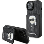 Karl Lagerfeld Saffiano Cardslots and Stand Monogram Ikonik Patch case for iPhone 15 - black - (KF001792-0)