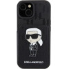 Karl Lagerfeld Saffiano Cardslots and Stand Monogram Ikonik Patch case for iPhone 15 - black - (KF001792-0)