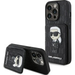 Karl Lagerfeld Saffiano Cardslots and Stand Monogram Ikonik Patch case for iPhone 15 Pro - black - (KF001793-0)