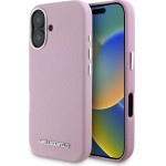Karl Lagerfeld Saffiano Full Wrapped Elongated Metal Logo MagSafe iPhone 16 Case - Pink - (KF002543-0)
