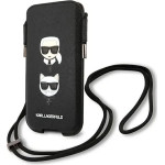 Karl Lagerfeld Saffiano Ikonik Karl&Choupette Head 6.7'' Bag - Black - (KF000724-0)