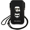 Karl Lagerfeld Saffiano Ikonik Karl&Choupette Head 6.7'' Bag - Black - (KF000724-0)