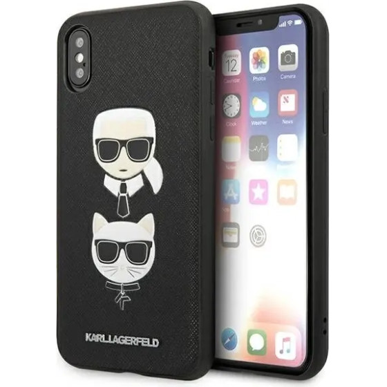 Karl Lagerfeld Saffiano Karl&Choupette Head case for iPhone XS Max - black - (KF001338-0)