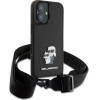 Karl Lagerfeld Saffiano Karl&Choupette Metal Pin CBDY Strap iPhone 16 Case - Black - (KF002408-0)