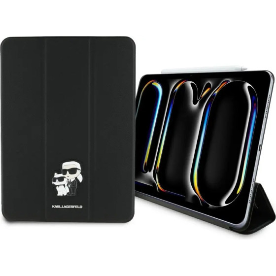 Karl Lagerfeld Saffiano Magnetic Karl & Choupette iPad Pro 11 2024 Book Cover Case - Black - (KF002508-0)