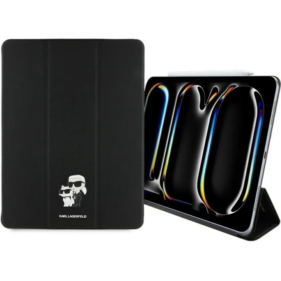 Karl Lagerfeld Saffiano Magnetic Karl & Choupette iPad Pro 13 2024 Book Cover Case - Black - (KF002509-0)