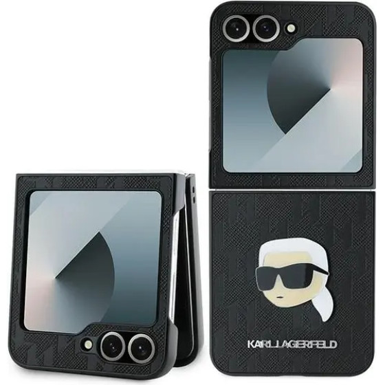 Karl Lagerfeld Saffiano Monogram Case for Samsung Galaxy Z Flip 6 - Black - (KF002199-0)