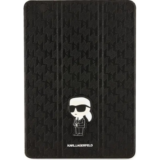 Karl Lagerfeld Saffiano Monogram Ikonik Case for iPad 10.2 2019 (7th gen.) Folio Magnet Allover Cover - Black - (KF001589-0)