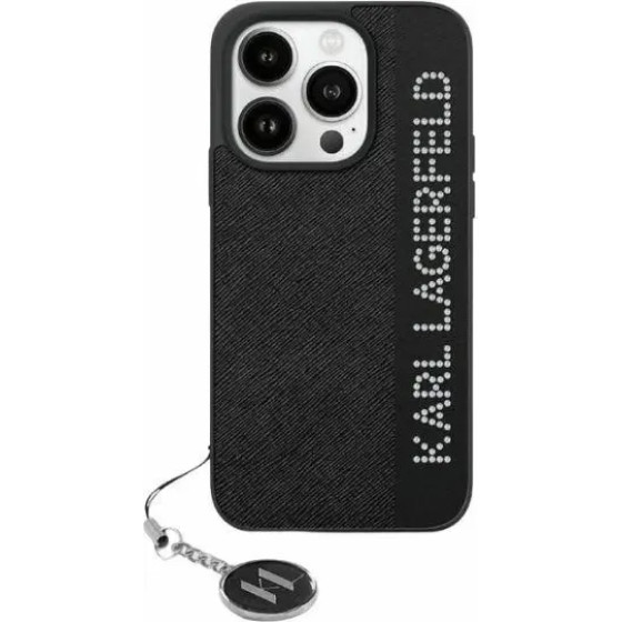 Karl Lagerfeld Saffiano Rhinestones & Charm case for iPhone 15 / 14 / 13 - black - (KF002061-0)