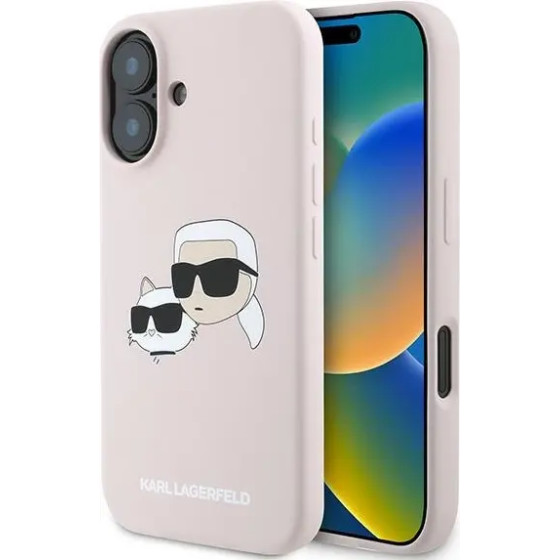 Karl Lagerfeld Silicone Case Heads Print MagSafe for iPhone 16 Plus - Pink - (KF002230-0)