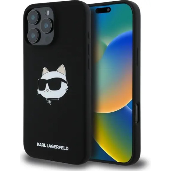 Karl Lagerfeld Silicone Choupette Head Print MagSafe iPhone 16 Pro Case - Black - (KF002237-0)