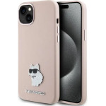 Karl Lagerfeld Silicone Choupette Metal Pin Case for iPhone 15 Plus / 14 Plus - Pink - (KF001876-0)