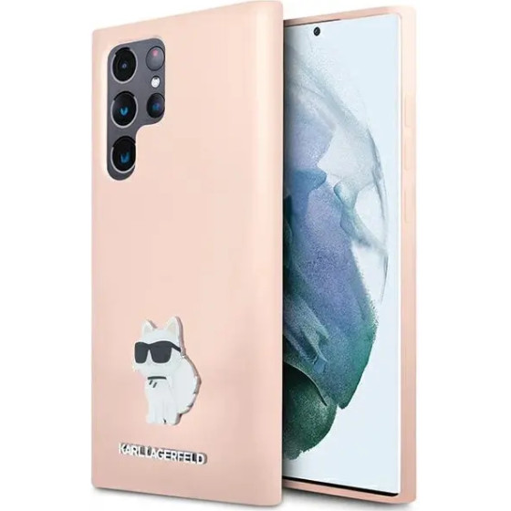 Karl Lagerfeld Silicone Choupette Metal Pin case for Samsung Galaxy S23 Ultra - pink - (KF002001-0)