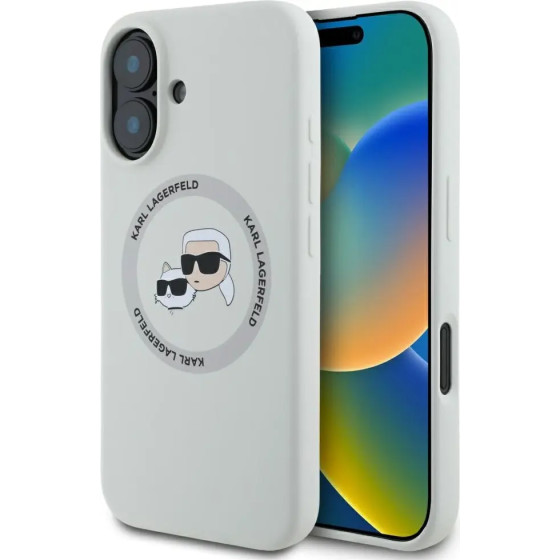 Karl Lagerfeld Silicone Double Heads And Circle MagSafe case for iPhone 16 beige - (KF002564-0)