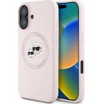 Karl Lagerfeld Silicone Double Heads And Circle MagSafe Case for iPhone 16 Pink - (KF002567-0)