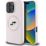 Karl Lagerfeld Silicone Double Heads And Circle MagSafe Case for iPhone 16 Pro Pink - (KF002568-0)