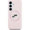 Karl Lagerfeld Silicone Double Heads And Circle MagSafe Samsung Galaxy S25 Plus Case Pink - (KF002495-0)