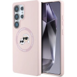 Karl Lagerfeld Silicone Double Heads And Circle MagSafe Samsung Galaxy S25 Ultra Case Pink - (KF002496-0)