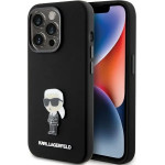 Karl Lagerfeld Silicone Ikonik Metal Pin case for iPhone 15 Pro - black - (KF001873-0)