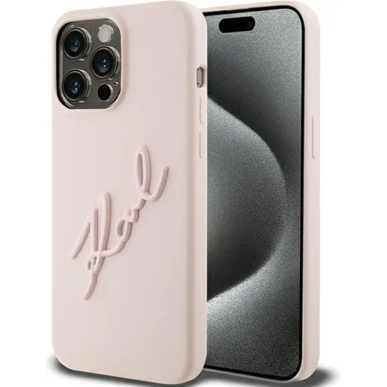 Karl Lagerfeld Silicone Karl Script case for iPhone 15 Pro Max - pink - (KF001869-0)