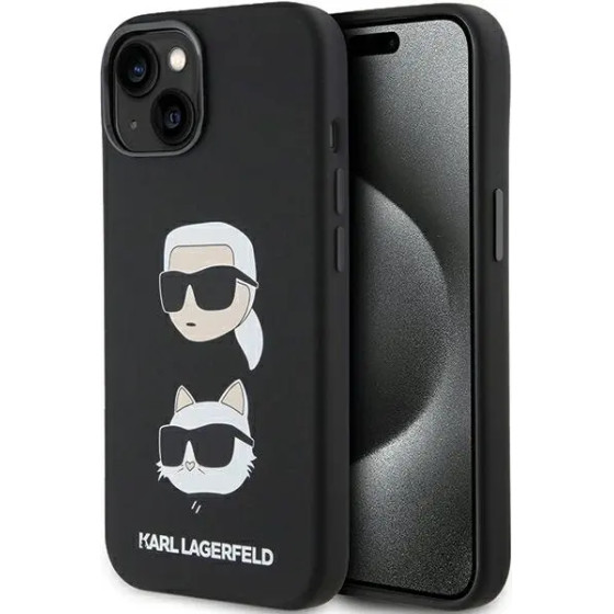 Karl Lagerfeld Silicone Karl&Choupette Head case for iPhone 15 Plus / 14 Plus - black - (KF001884-0)