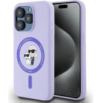 Karl Lagerfeld Silicone Karl&Choupette Heads Ring MagSafe Case for iPhone 15 Pro - Purple - (KF002216-0)