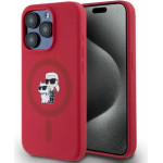 Karl Lagerfeld Silicone Karl&Choupette Heads Ring MagSafe Case for iPhone 15 Pro - Red - (KF002209-0)
