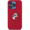 Karl Lagerfeld Silicone Karl&Choupette Heads Ring MagSafe Case for iPhone 15 Pro - Red - (KF002209-0)