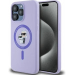 Karl Lagerfeld Silicone Karl&Choupette Heads Ring MagSafe Case for iPhone 15 Pro Max - Purple - (KF002217-0)