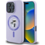 Karl Lagerfeld Silicone Karl&Choupette Heads Ring MagSafe Case for iPhone 16 Pro - Purple - (KF002219-0)