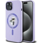 Karl Lagerfeld Silicone Karl&Choupette Heads Ring MagSafe iPhone 15 Case - Purple - (KF002215-0)