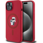 Karl Lagerfeld Silicone Karl&Choupette Heads Ring MagSafe iPhone 15 Case - Red - (KF002570-0)