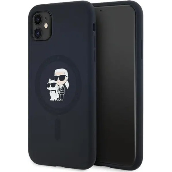 Karl Lagerfeld Silicone Karl&Choupette MagSafe case for iPhone 11 / Xr - black - (KF002053-0)