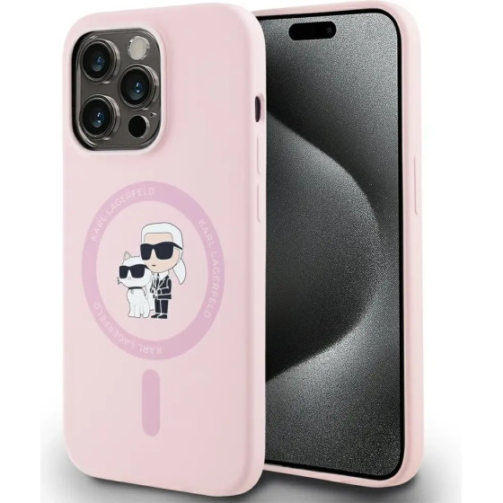 Karl Lagerfeld Silicone Karl&Choupette MagSafe Case for iPhone 14 Pro Max - Pink - (KF002573-0)