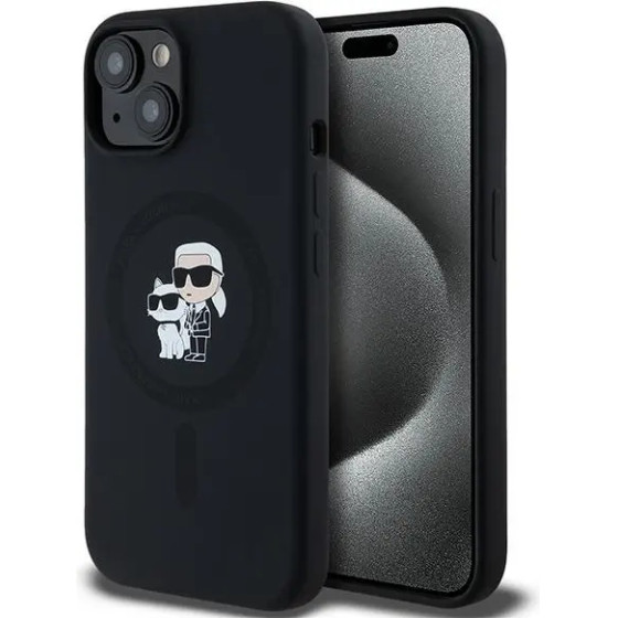 Karl Lagerfeld Silicone Karl&Choupette MagSafe case for iPhone 15 Plus / 14 Plus - black - (KF002060-0)