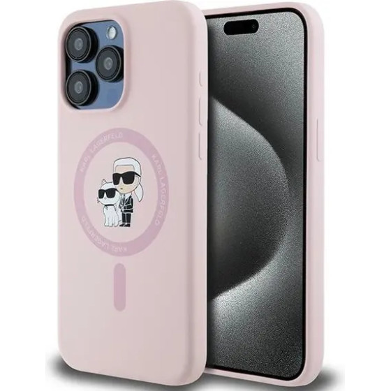 Karl Lagerfeld Silicone Karl&Choupette MagSafe case for iPhone 15 Pro - pink - (KF002039-0)