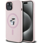 Karl Lagerfeld Silicone Karl&Choupette MagSafe iPhone 15 Case - Pink - (KF002574-0)