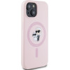 Karl Lagerfeld Silicone Karl&Choupette MagSafe iPhone 15 Case - Pink - (KF002574-0)
