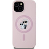 Karl Lagerfeld Silicone Karl&Choupette MagSafe iPhone 15 Plus Case - Pink - (KF002575-0)