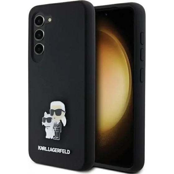 Karl Lagerfeld Silicone Karl&Choupette Metal Pin case for Samsung Galaxy S24 - black - (KF002008-0)