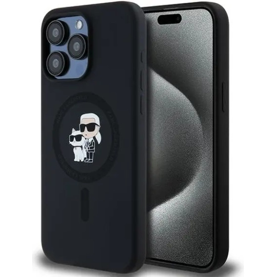Karl Lagerfeld Silicone Karl&Choupette Ring MagSafe case for iPhone 15 Pro Max - black - (KF002037-0)