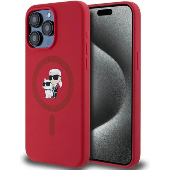 Karl Lagerfeld Silicone Karl&Choupette Ring MagSafe case for iPhone 15 Pro Max - red - (KF002038-0)