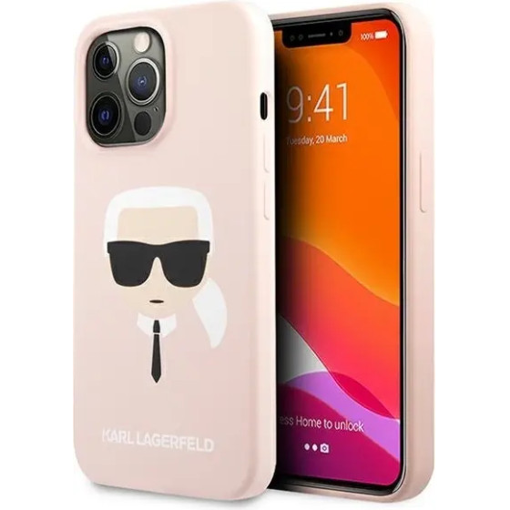 Karl Lagerfeld Silicone Karl`s Head Case for iPhone 13 Pro Max 6.7 - Light Pink - (KF000698-0)