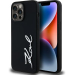 Karl Lagerfeld Silicone Metal Script Logo Case for iPhone 14 Pro Max Black - (KF002553-0)