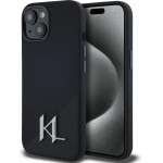 Karl Lagerfeld Silicone Shadow Metal Initial MagSafe Case for iPhone 15 Black - (KF002546-0)