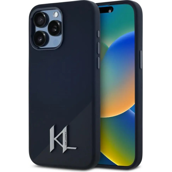 Karl Lagerfeld Silicone Shadow Metal Initial MagSafe Case for iPhone 15 Pro Black - (KF002547-0)