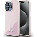 Karl Lagerfeld Silicone Shadow Metal Initial MagSafe Case for iPhone 15 Pro Pink - (KF002550-0)